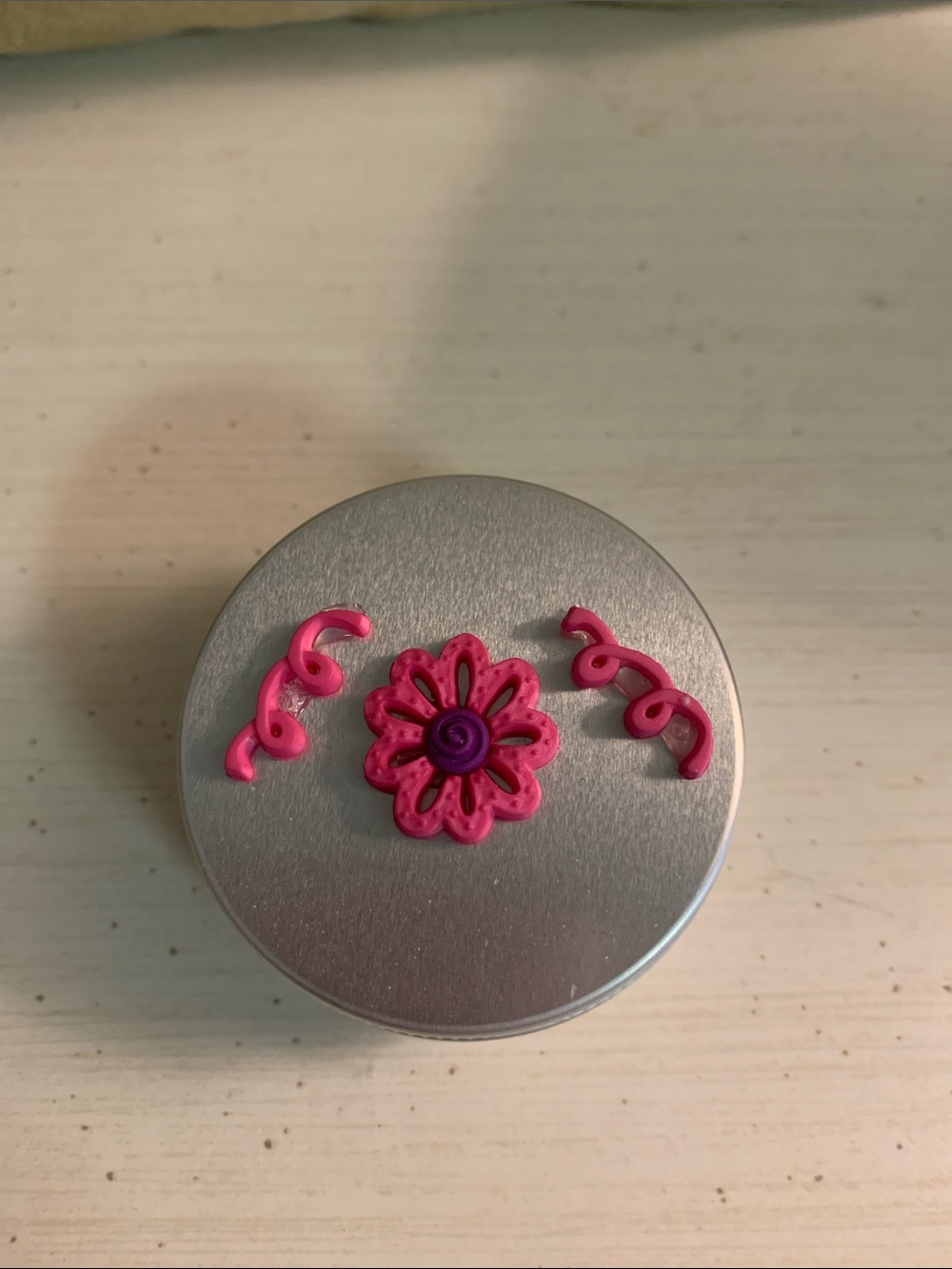 Pink Flower Decorative Trinket Tin - Women Accessories